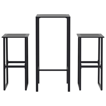 3-Delige Tuinbarset Gepoedercoat Staal Zwart 2 50 x 50 x 110 cm