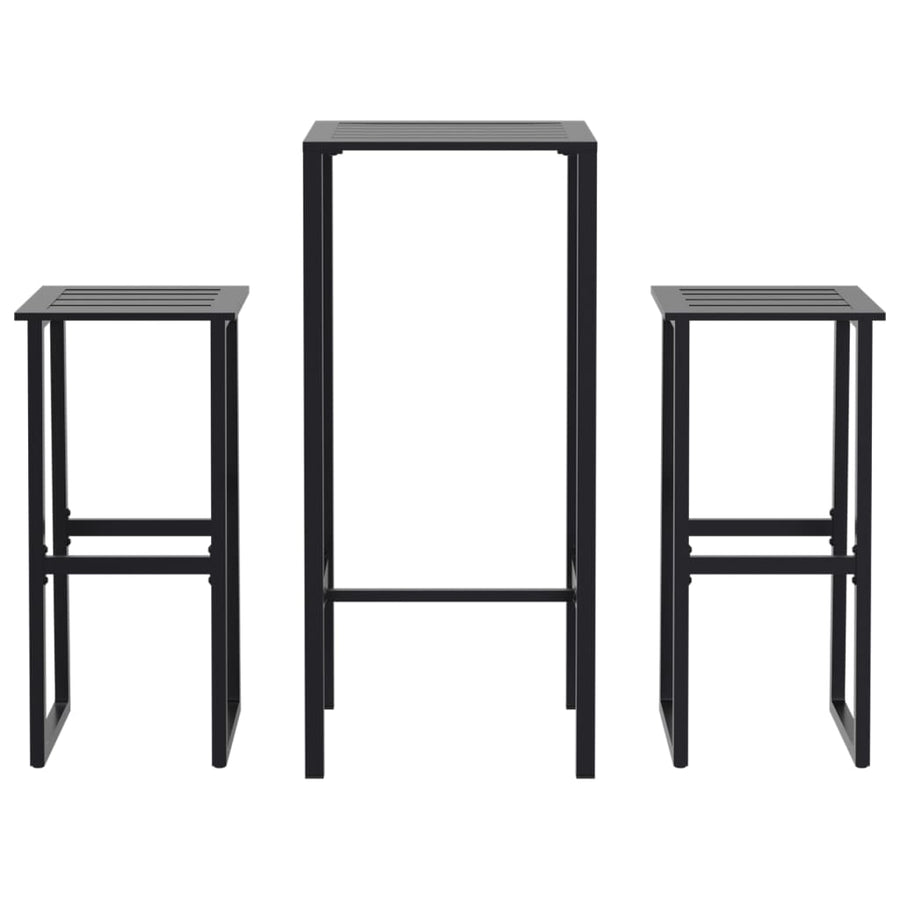 3-Delige Tuinbarset Gepoedercoat Staal Zwart 2 50 x 50 x 110 cm