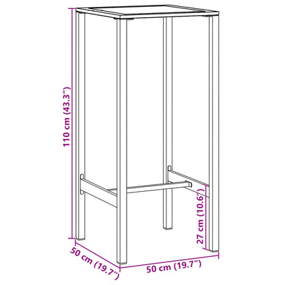 3-Delige Tuinbarset Gepoedercoat Staal Zwart 2 50 x 50 x 110 cm