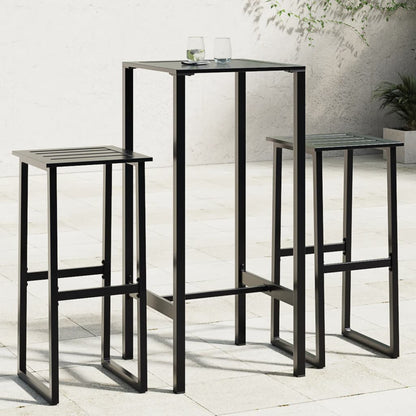 3-Delige Tuinbarset Gepoedercoat Staal Zwart 2 50 x 50 x 110 cm