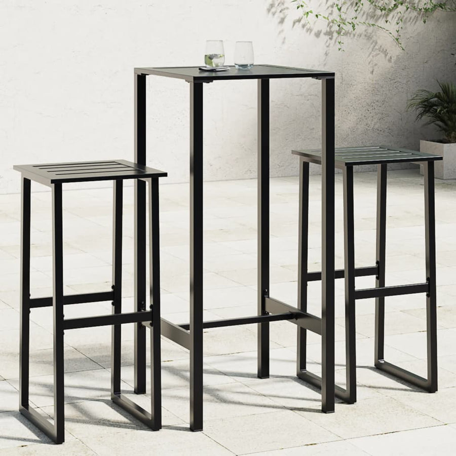3-Delige Tuinbarset Gepoedercoat Staal Zwart 2 50 x 50 x 110 cm