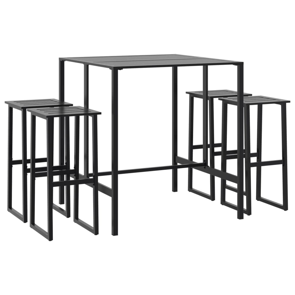 5-Delige Tuinbarset Gepoedercoat Staal Zwart 4 100 x 100 x 110 cm