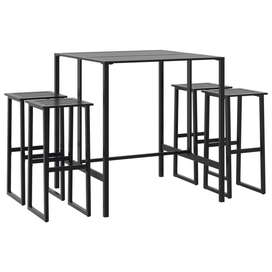 5-Delige Tuinbarset Gepoedercoat Staal Zwart 4 100 x 100 x 110 cm