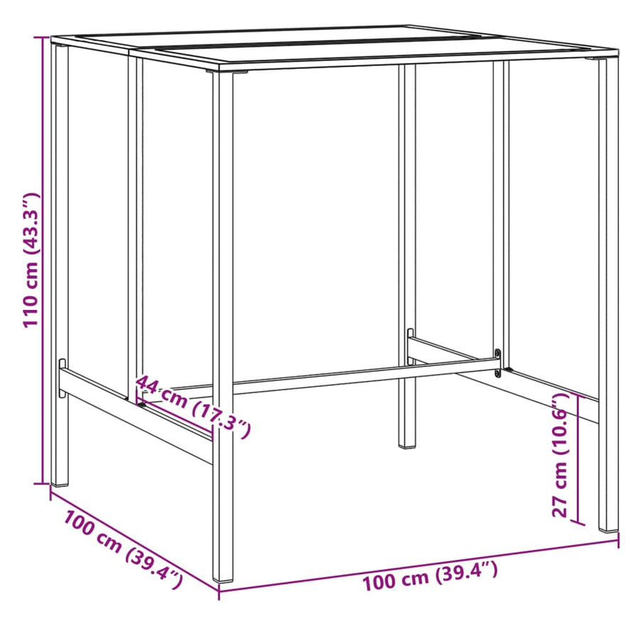 5-Delige Tuinbarset Gepoedercoat Staal Zwart 4 100 x 100 x 110 cm
