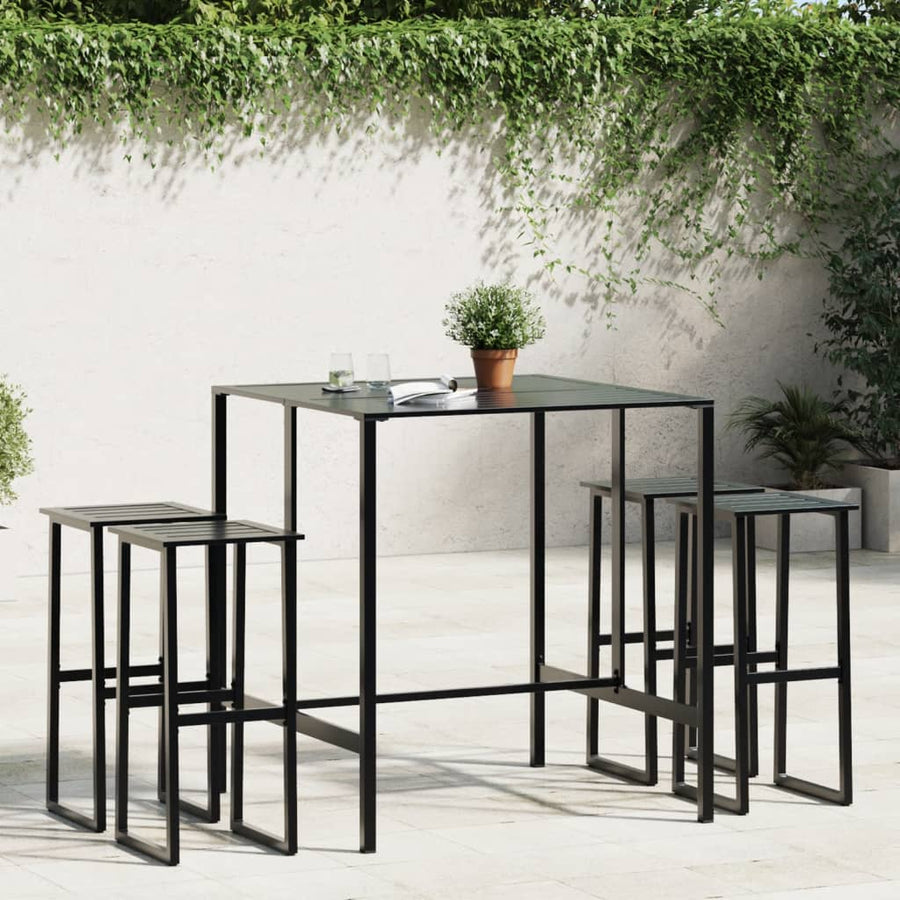 5-Delige Tuinbarset Gepoedercoat Staal Zwart 4 100 x 100 x 110 cm