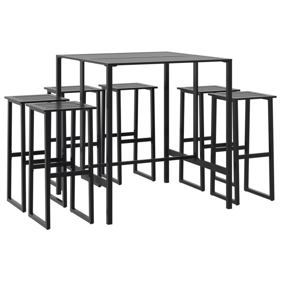 7-Delige Tuinbarset Gepoedercoat Staal Zwart 6 100 x 100 x 110 cm