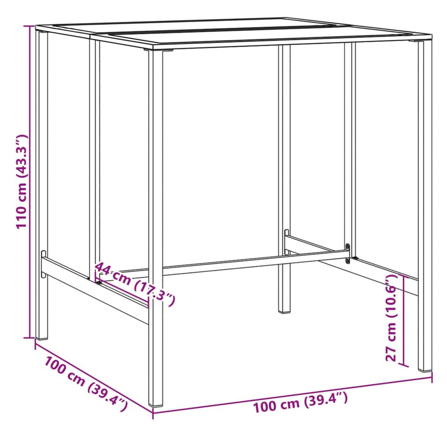 7-Delige Tuinbarset Gepoedercoat Staal Zwart 6 100 x 100 x 110 cm