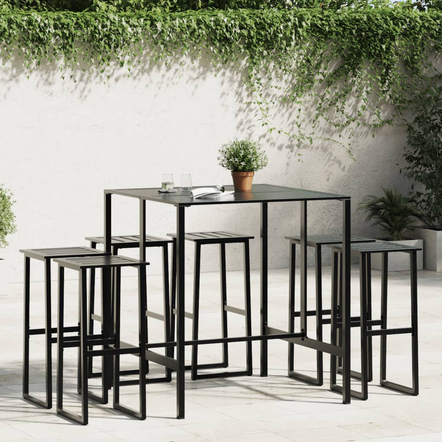 7-Delige Tuinbarset Gepoedercoat Staal Zwart 6 100 x 100 x 110 cm