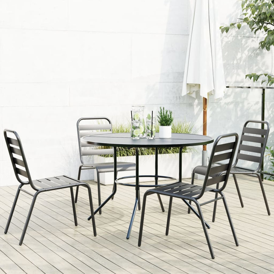 5-Delige Tuinset Stapelbaar Gepoedercoat Staal Antracietkleur 4