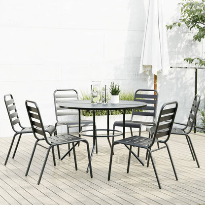 7-Delige Tuinset Stapelbaar Gepoedercoat Staal Antracietkleur 6