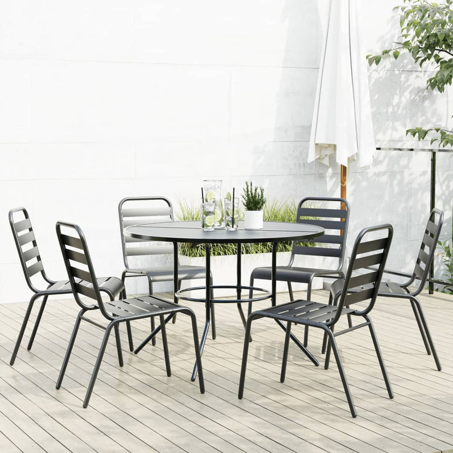 7-Delige Tuinset Stapelbaar Gepoedercoat Staal Antracietkleur 6