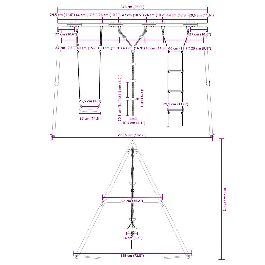 Schommelset Met Schommel, Ladder En Klimtouw Met Schijven 1