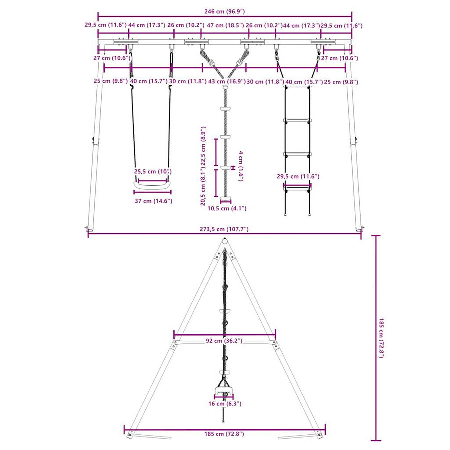 Schommelset Met Schommel, Ladder En Klimtouw Met Schijven 1