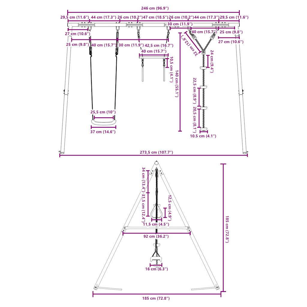 Schommelset Met Schommel, Trapeze En Klimtouw Met Schijven 1