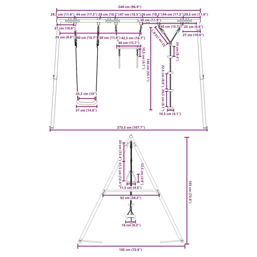 Schommelset Met Schommel, Trapeze En Klimtouw Met Schijven 1