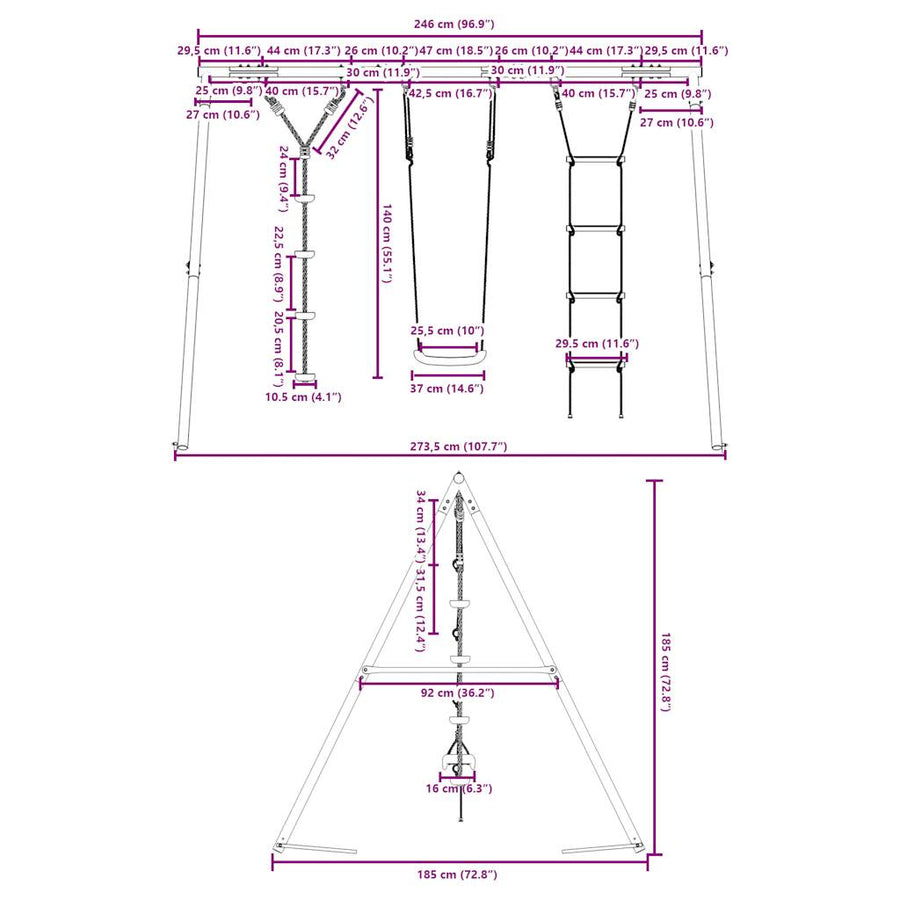 Schommelset Met Schommel, Ladder En Klimtouw Met Schijven 1