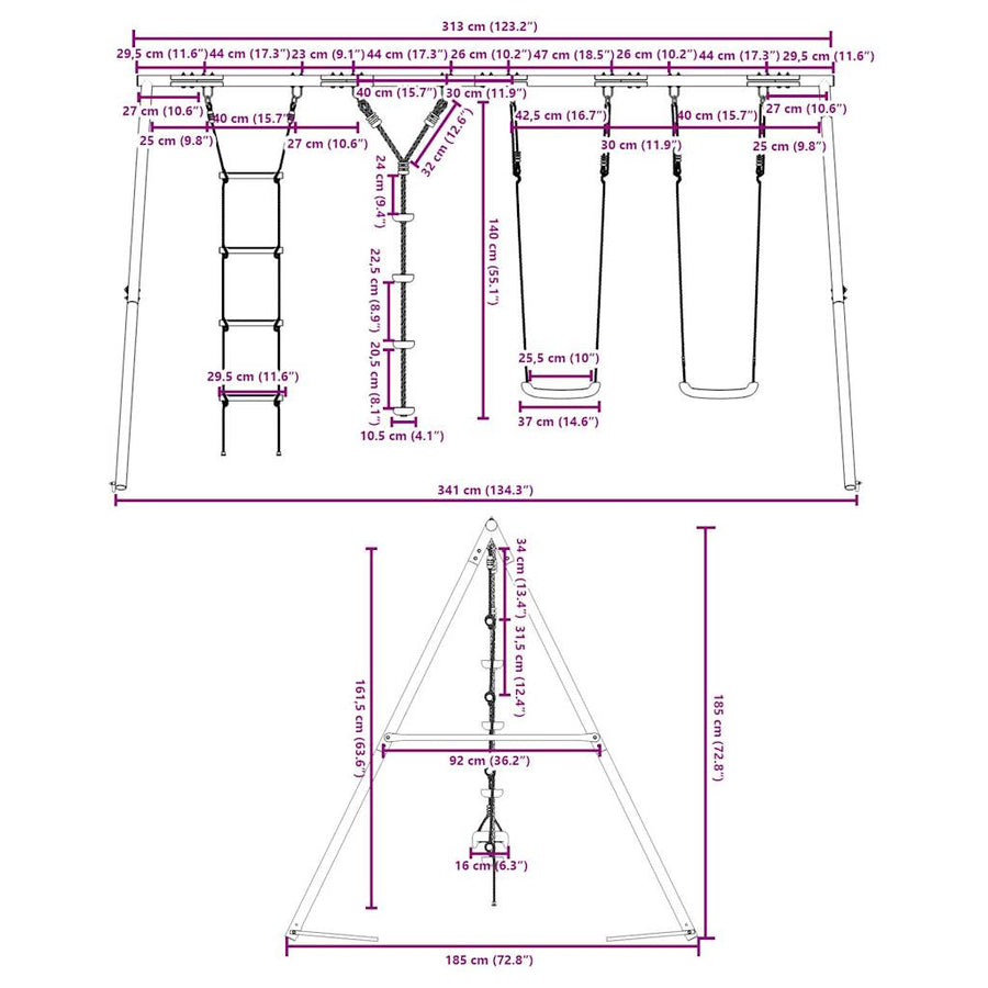 Schommelset Met Schommels, Ladder En Klimtouw Met Schijven 1