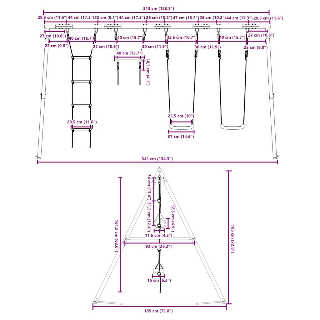 Schommelset Met Schommels, Trapeze En Ladder 1