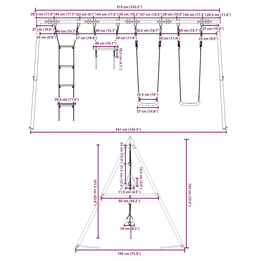 Schommelset Met Schommels, Trapeze En Ladder 1