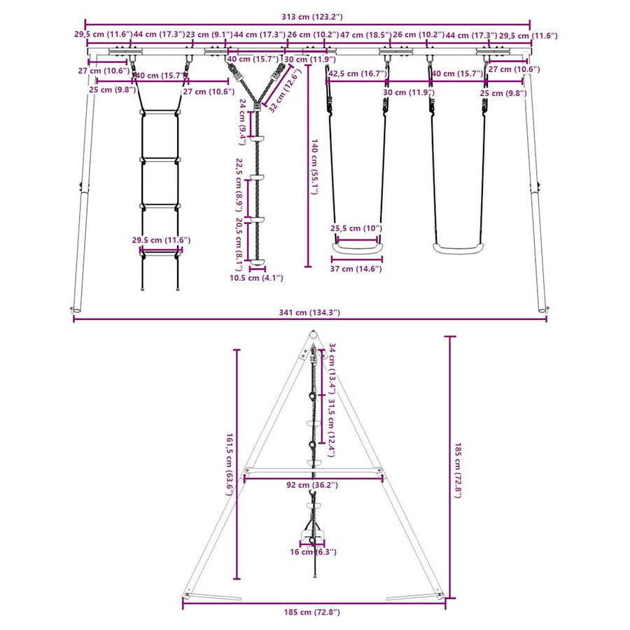 Schommelset Met Schommels, Ladder En Klimtouw Met Schijven 1