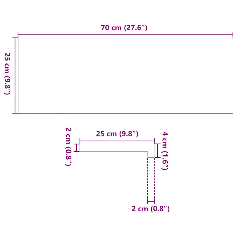 Traptreden 2 st 70x25x2 cm massief eikenhout donkerbruin