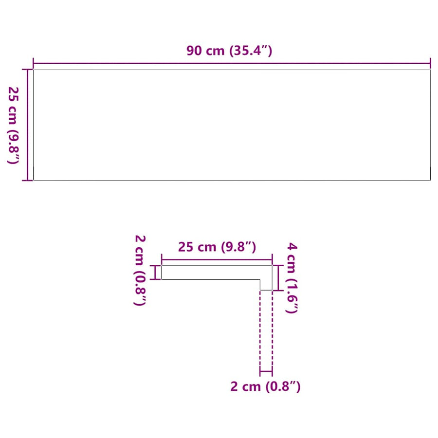 Traptreden 2 st 90x25x2 cm massief eikenhout donkerbruin