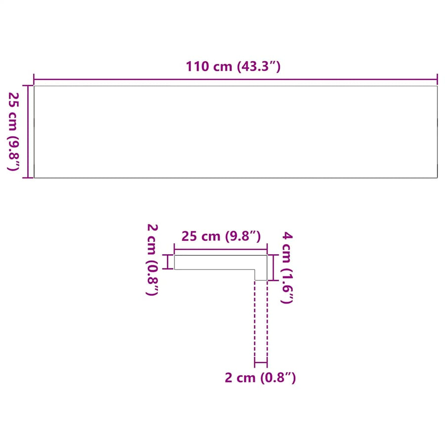 Traptreden 2 st 110x25x2 cm massief eikenhout donkerbruin