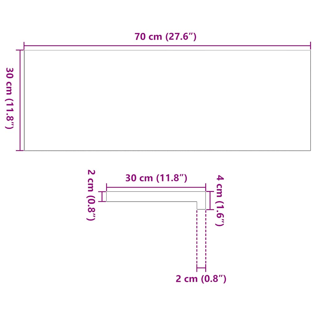 Traptreden 2 st 70x30x2 cm massief eikenhout donkerbruin