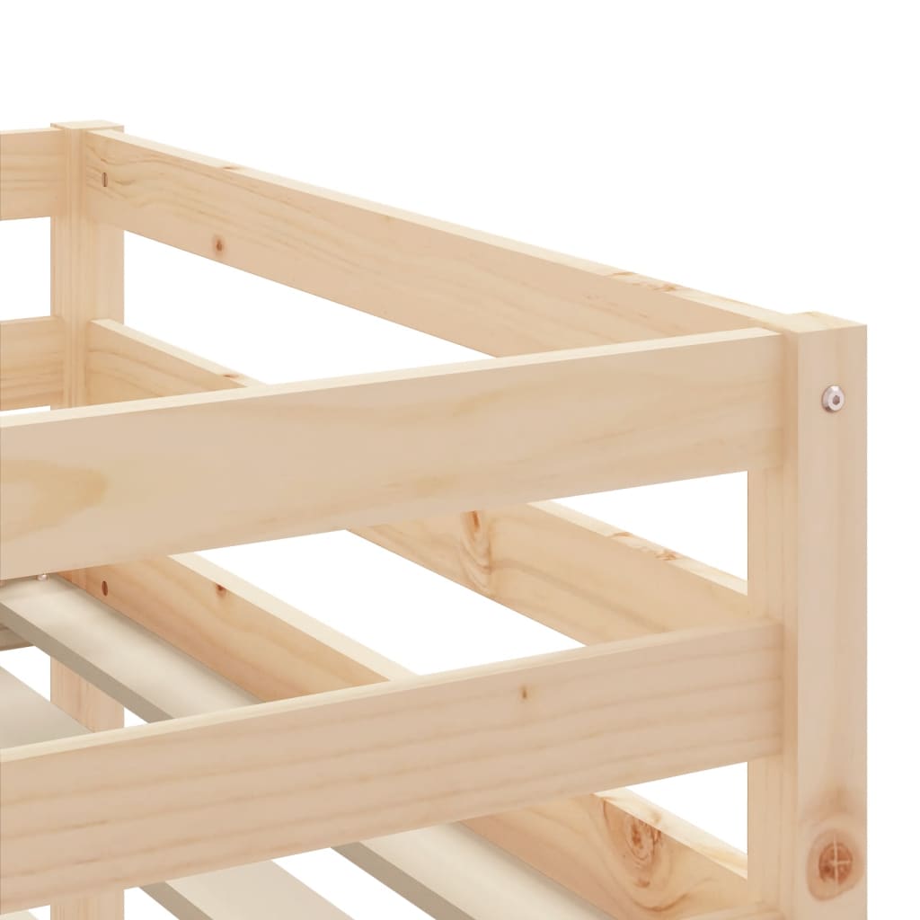 Kinderhoogslaper met gordijnen 90x200 cm grenenhout wit zwart