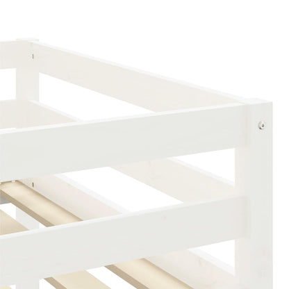 Kinderhoogslaper met gordijnen 90x190 cm grenenhout wit zwart
