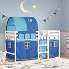 Kinderhoogslaper met tunnel 80x200 cm massief grenenhout blauw