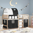 Children's high sleeper bed with tunnel 90x190 cm pine wood white and black