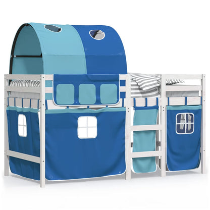 Kinderhoogslaper met tunnel 90x190 cm massief grenenhout blauw