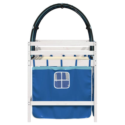 Kinderhoogslaper met tunnel 90x190 cm massief grenenhout blauw