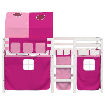 Kinderhoogslaper met tunnel 90x190 cm massief grenenhout roze
