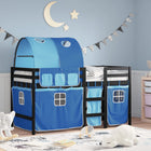 Kinderhoogslaper met tunnel 90x190 cm massief grenenhout blauw