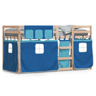 Stapelbed met gordijnen 75x190 cm massief grenenhout blauw