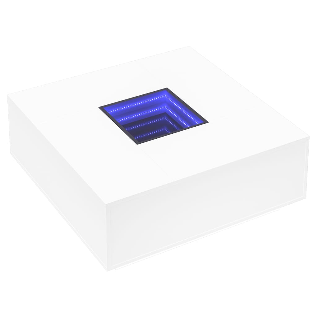 Salontafel met Infinity LED 100x100x40 cm wit