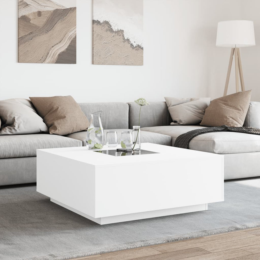 Salontafel met Infinity LED 100x100x40 cm wit