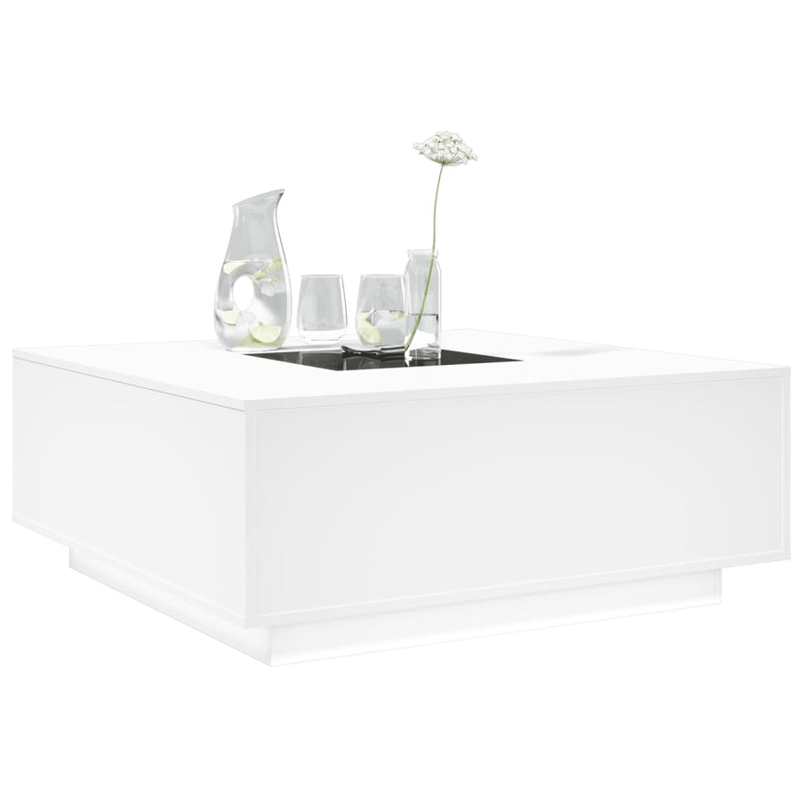 Salontafel met Infinity LED 100x100x40 cm wit