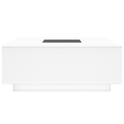 Salontafel met Infinity LED 100x100x40 cm wit
