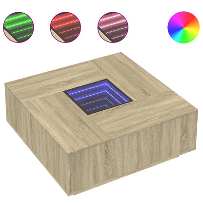 Salontafel met Infinity LED 100x100x40 cm sonoma eikenkleurig