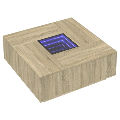 Salontafel met Infinity LED 100x100x40 cm sonoma eikenkleurig