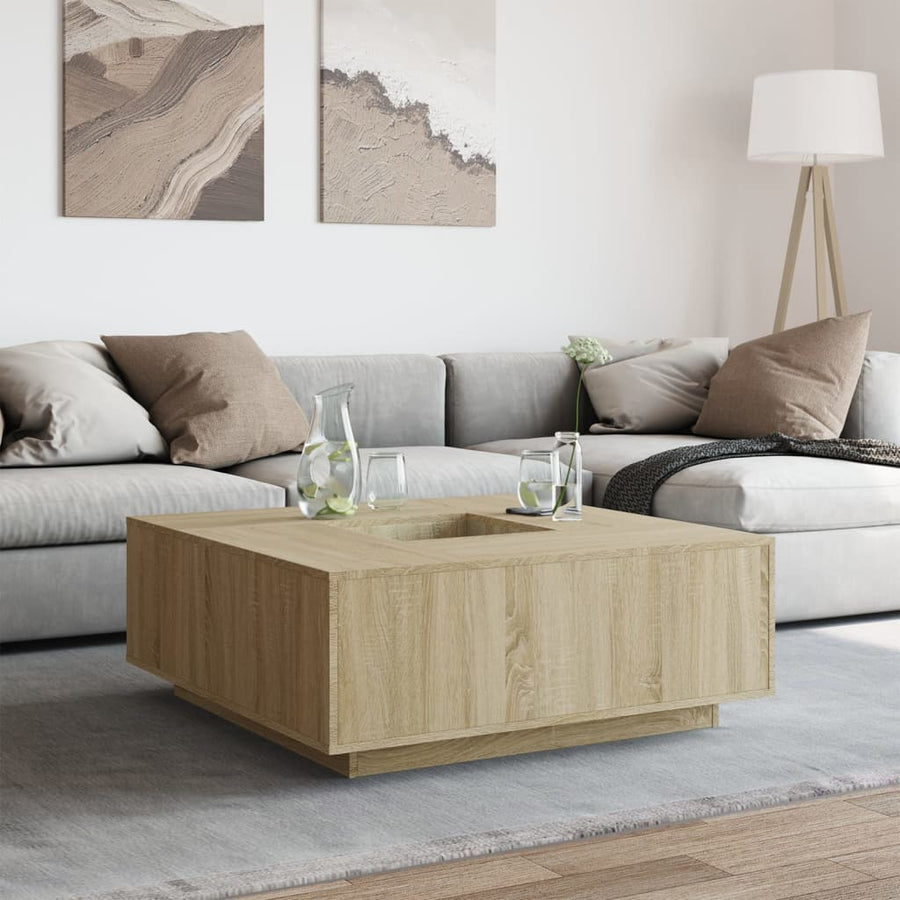 Salontafel 100x100x40 cm bewerkt hout sonoma eikenkleurig