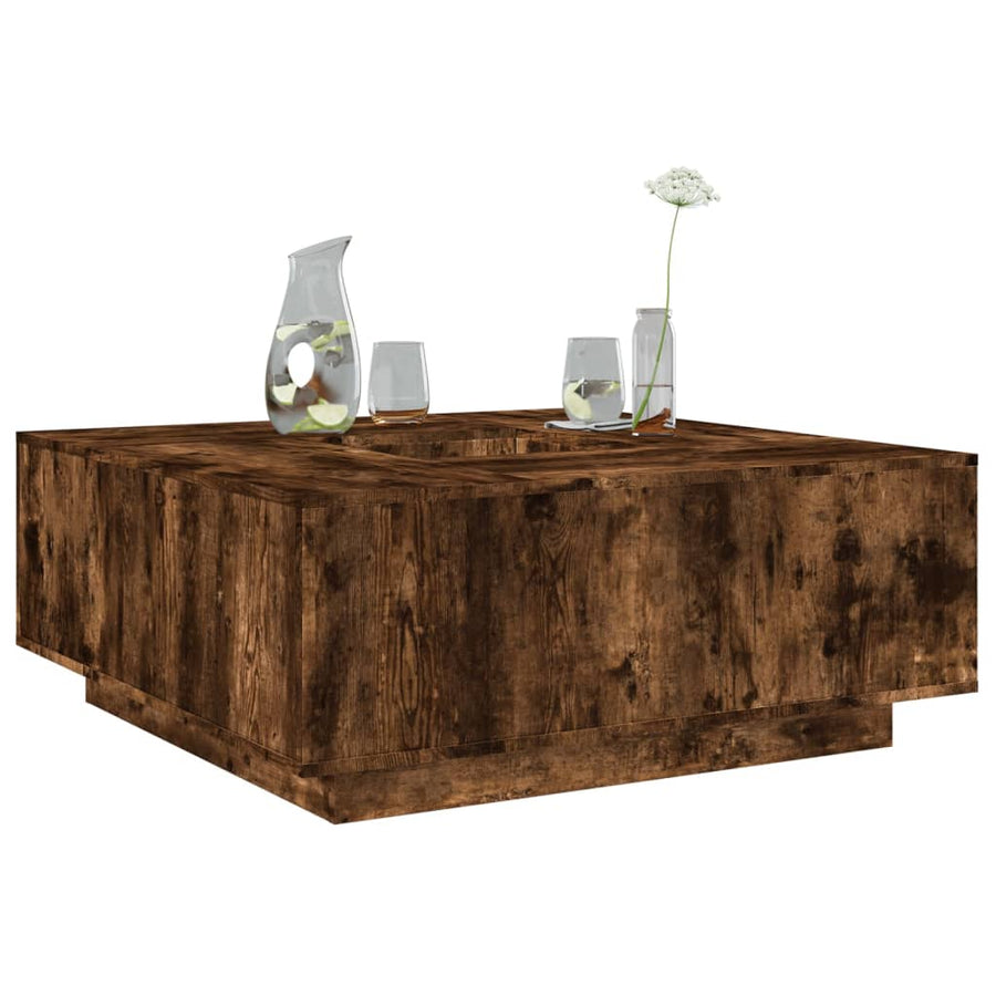 Salontafel 100X100X40 Cm Bewerkt Hout Kleurig Gerookt eiken