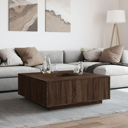 Salontafel 100x100x40 cm bewerkt hout bruin eikenkleur