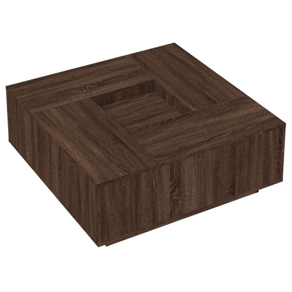 Salontafel 100x100x40 cm bewerkt hout bruin eikenkleur