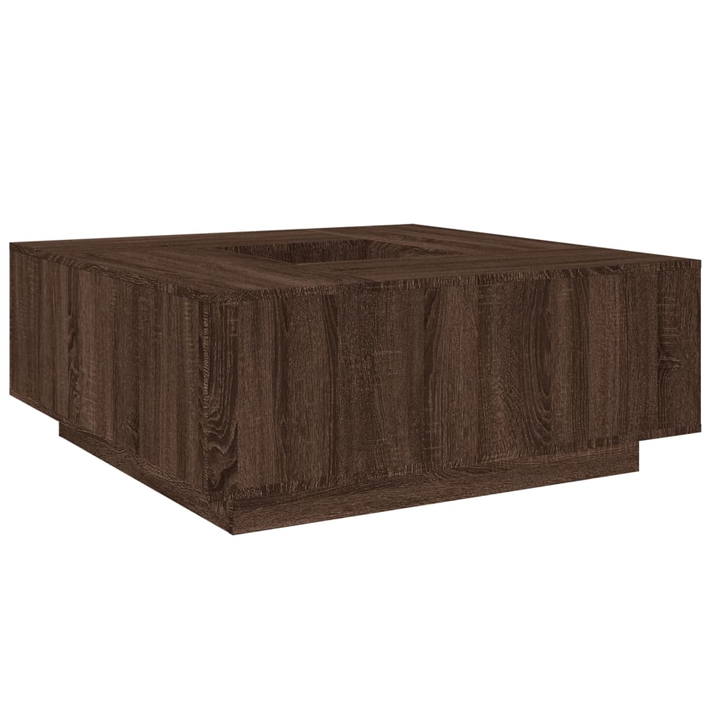 Salontafel 100x100x40 cm bewerkt hout bruin eikenkleur