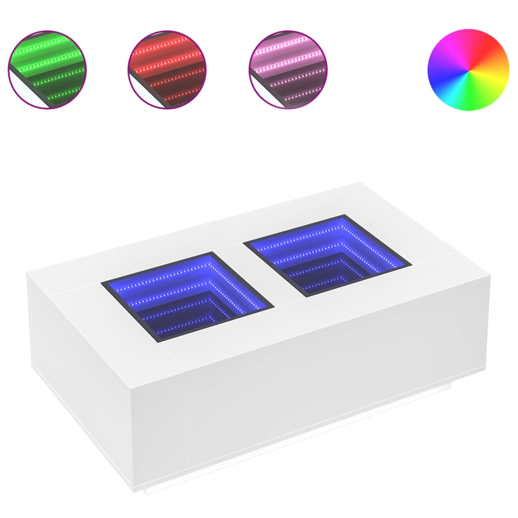 Salontafel met Infinity LED 116x69x40 cm wit
