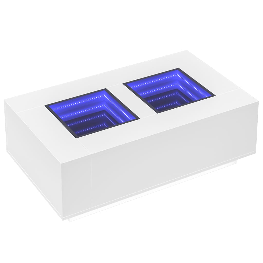 Salontafel met Infinity LED 116x69x40 cm wit